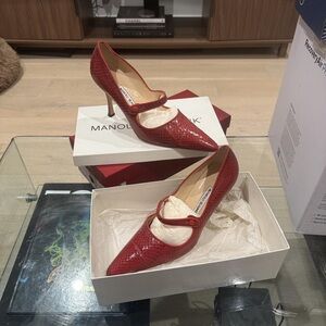 Manolo Blahnik Red Mary Jane Heels